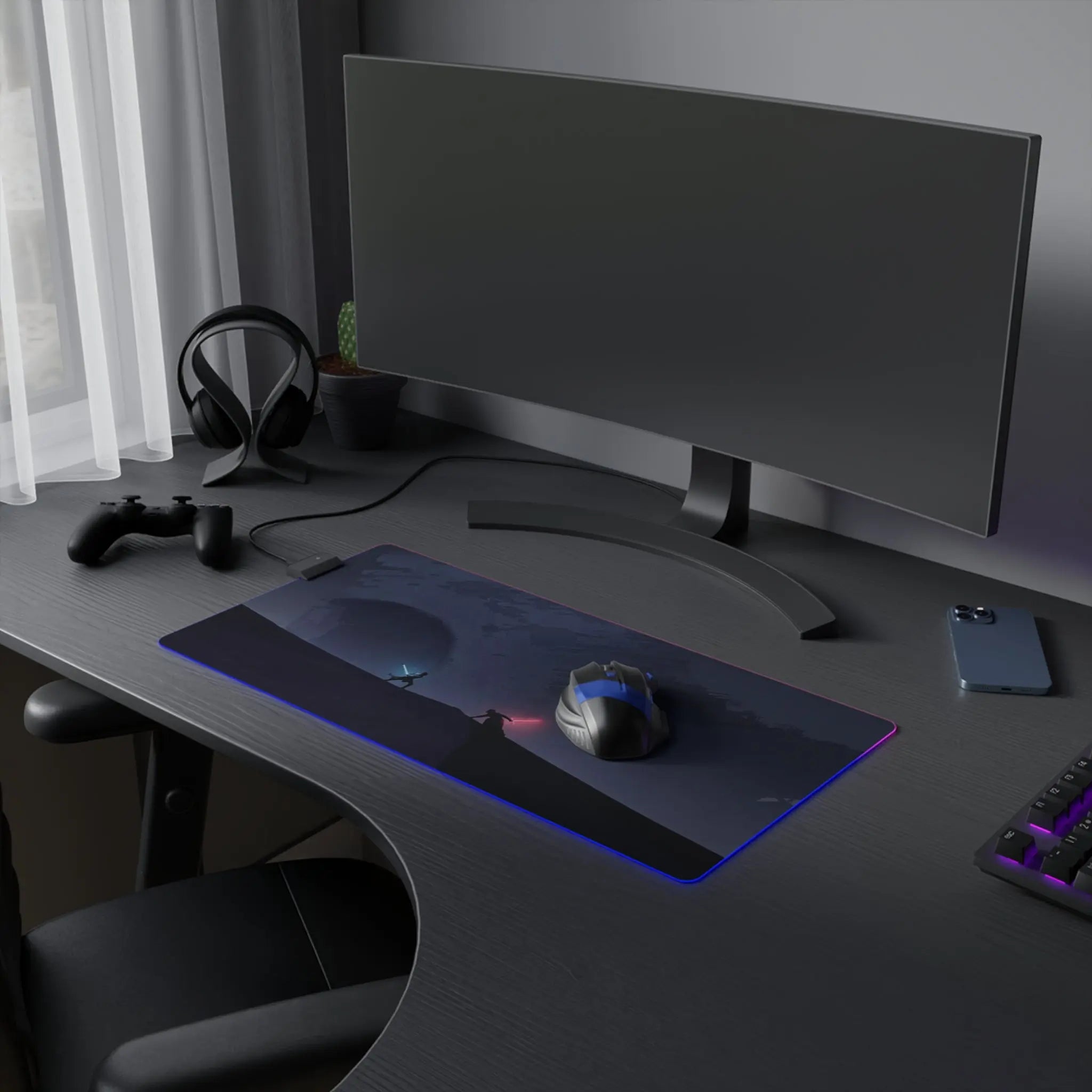LED Gaming Mouse Pad Duel Lightsaber Battle