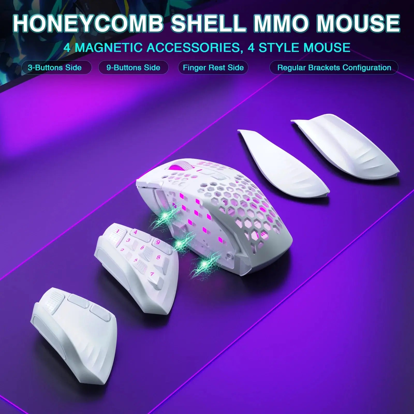 SOLAKAKA SM809 Pro Wireless MMO Gaming Mouse PAW3311 16 Side Buttons 24000 DPI RGB Honeycomb Programmable Macro Wireless mouse Star wars mouse pads