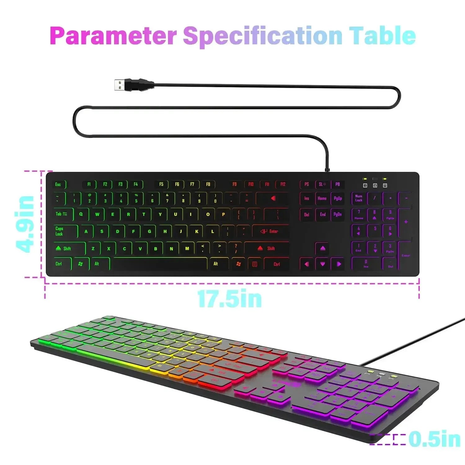 RGB Backlit Gaming Keyboard USB wired