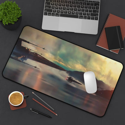 Sci-Fi Starfighter Desk Mat gaming setup