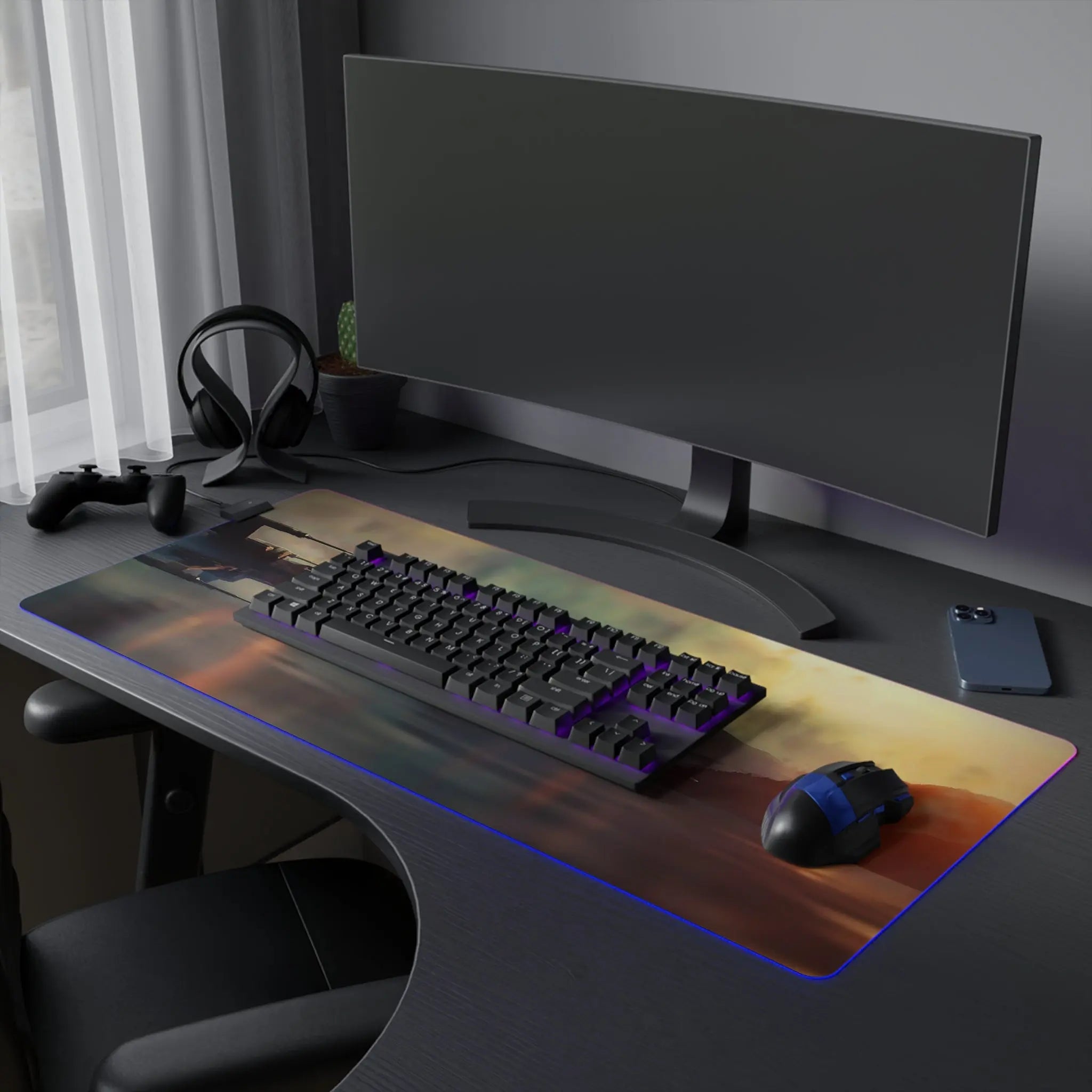 LED Gaming Mouse Pad Sci-Fi Starfighter | RGB Desk Mat
