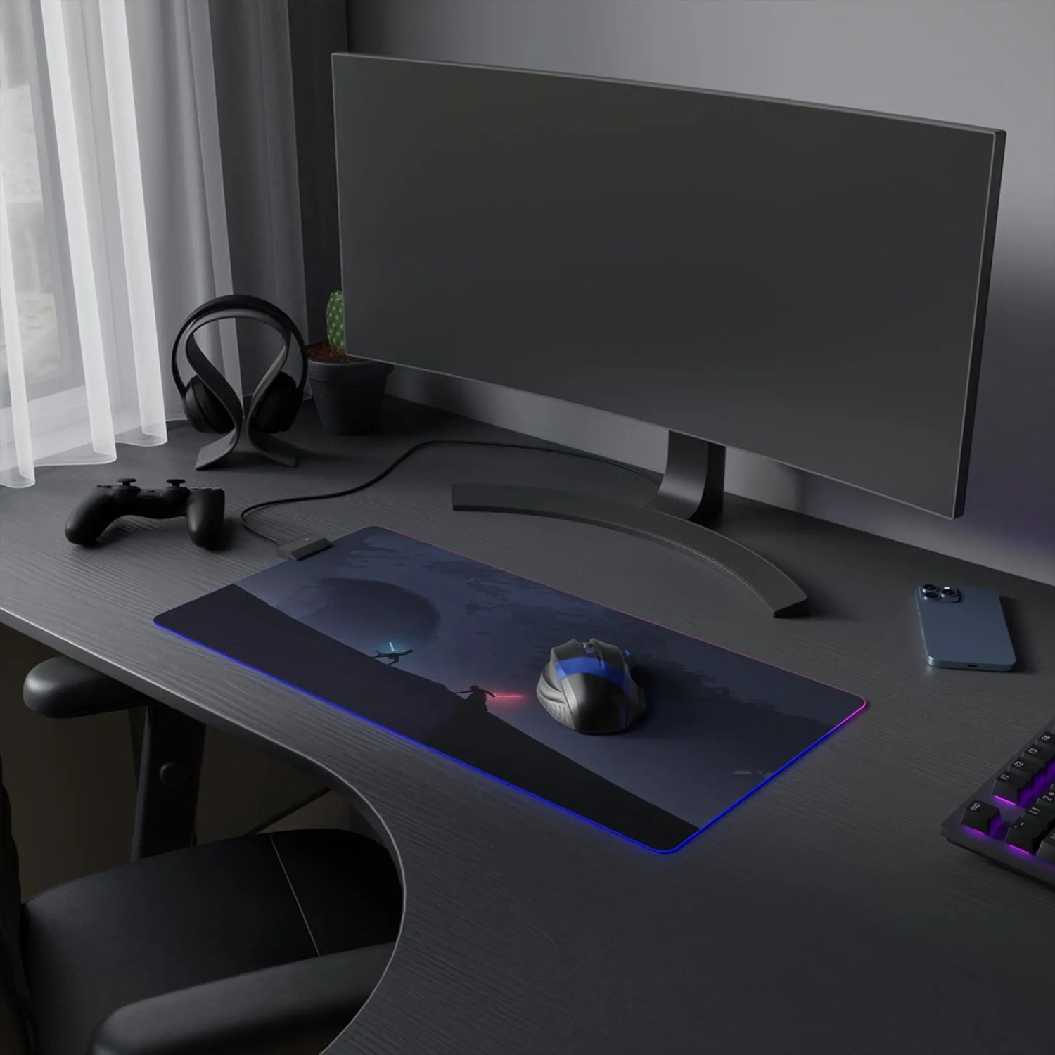 LED Gaming Mouse Pad Duel Lightsaber Battle