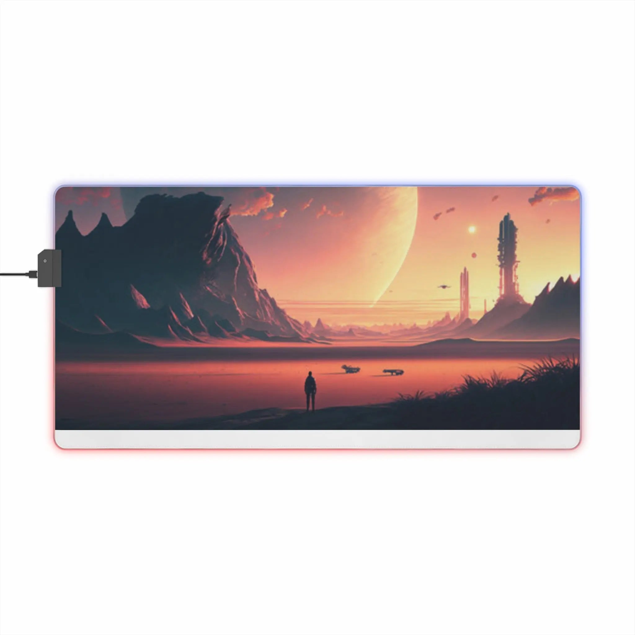 LED Gaming Mouse Pad Galaxy Landscape Printify