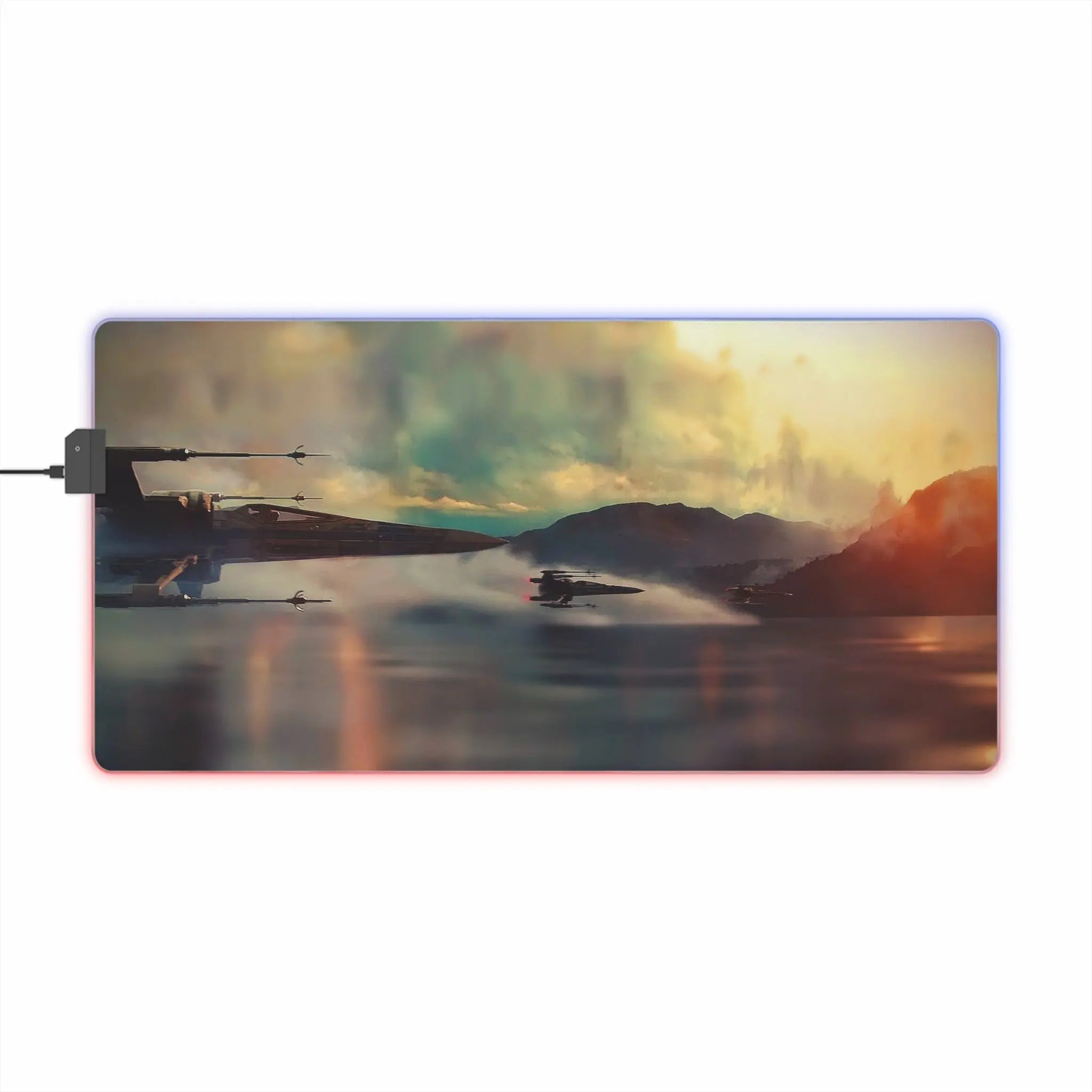 LED Gaming Mouse Pad Sci-Fi Starfighter | RGB Desk Mat