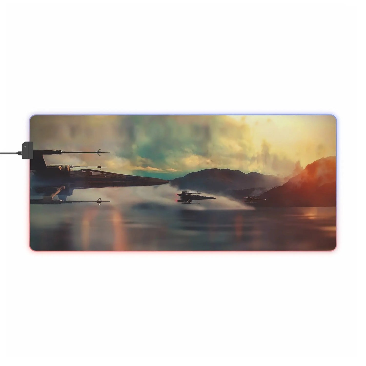 LED Gaming Mouse Pad Sci-Fi Starfighter | RGB Desk Mat