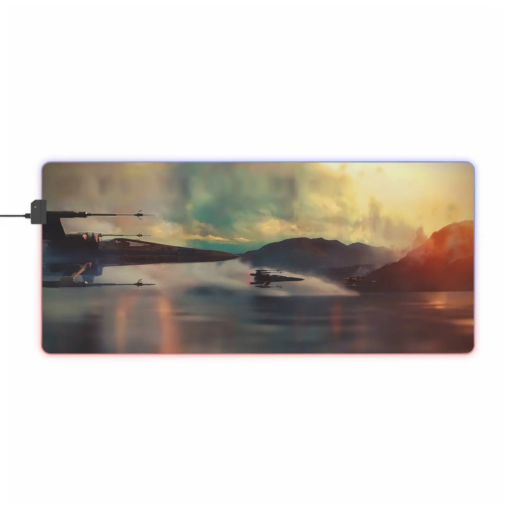 LED Gaming Mouse Pad Sci-Fi Starfighter | RGB Desk Mat