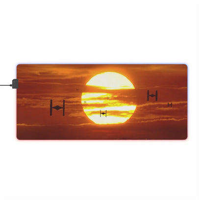 LED Gaming Mouse Pad Sunset Space Battle Printify