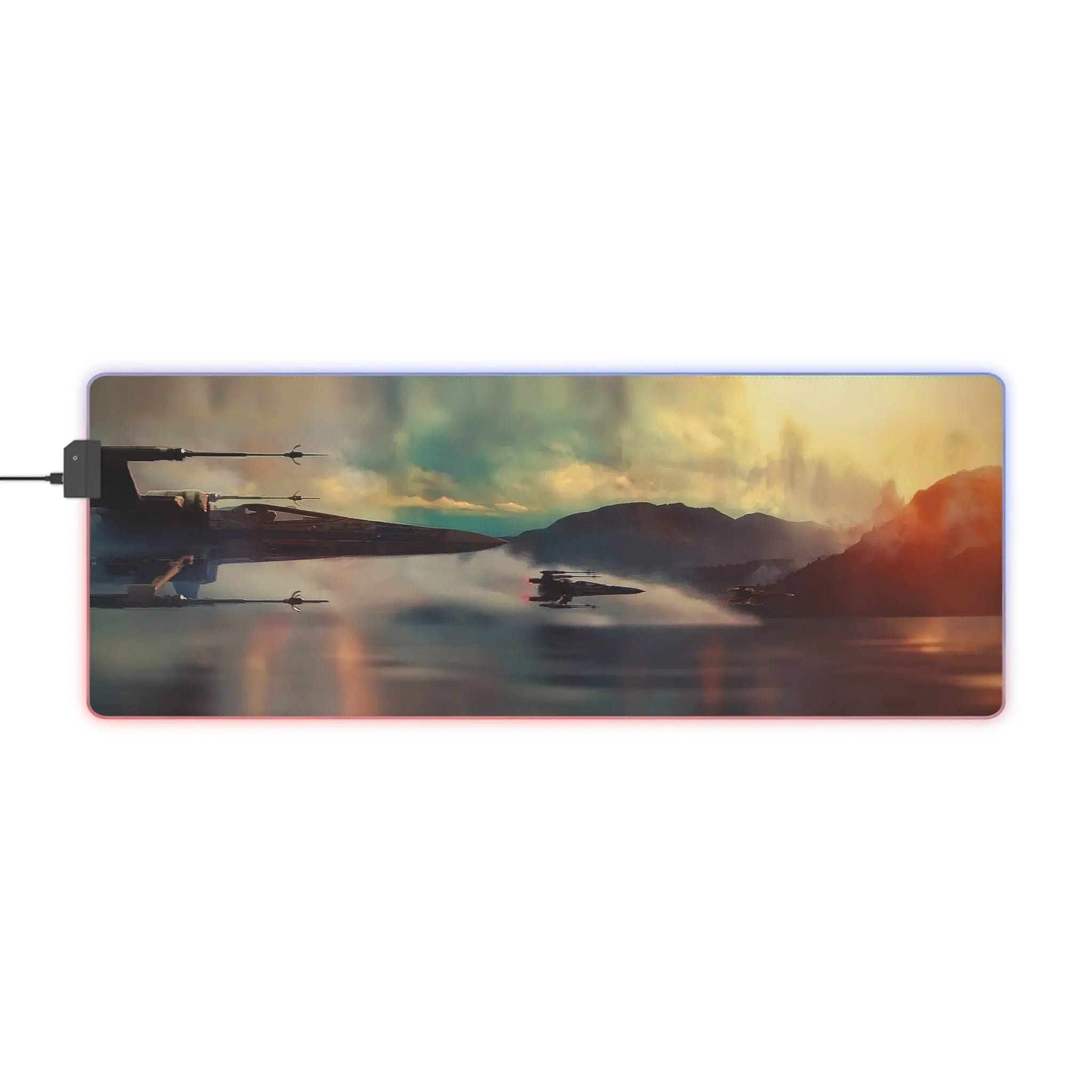 LED Gaming Mouse Pad Sci-Fi Starfighter | RGB Desk Mat