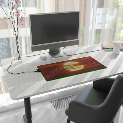 LED Gaming Mouse Pad Sunset Space Battle Printify