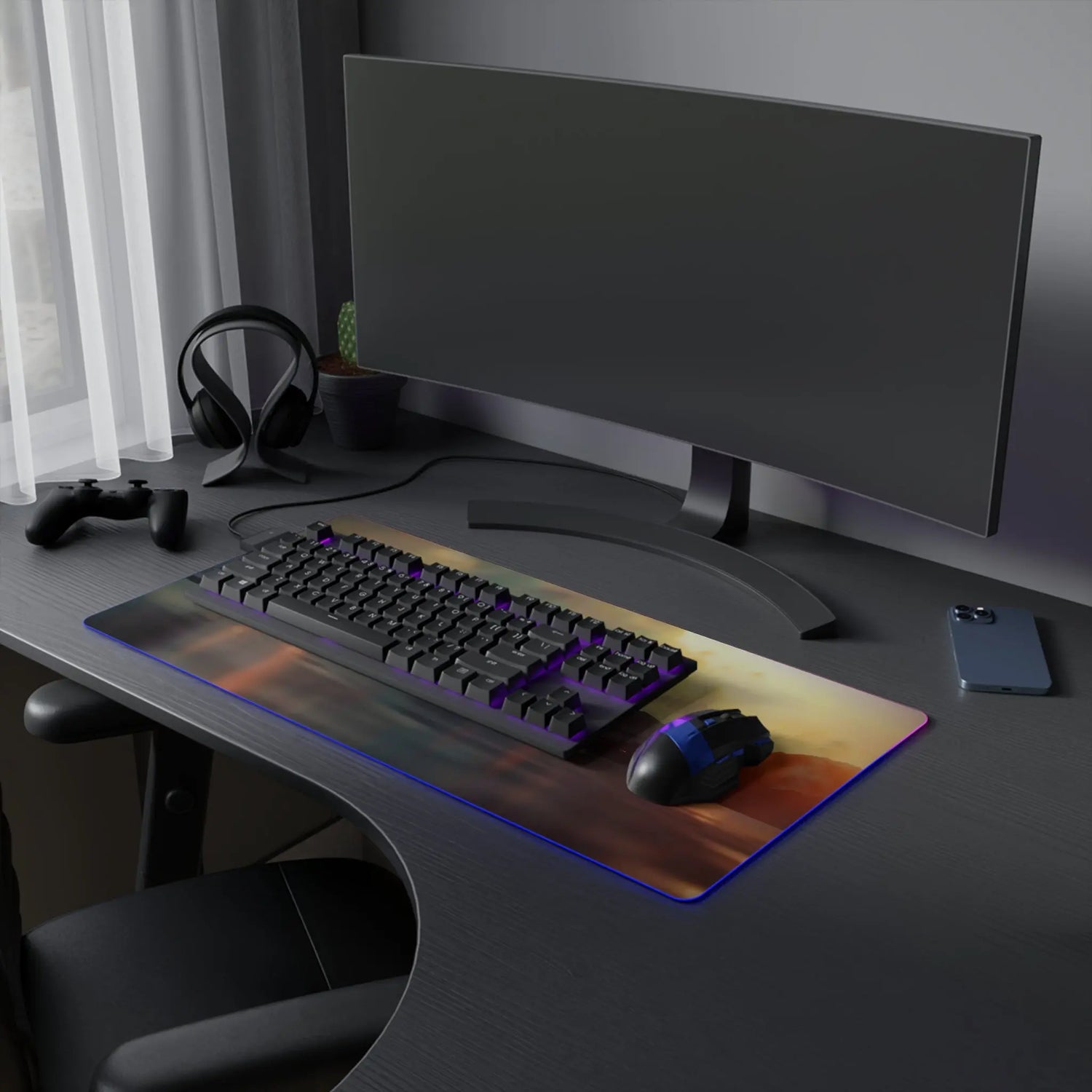 LED Gaming Mouse Pad Sci-Fi Starfighter | RGB Desk Mat