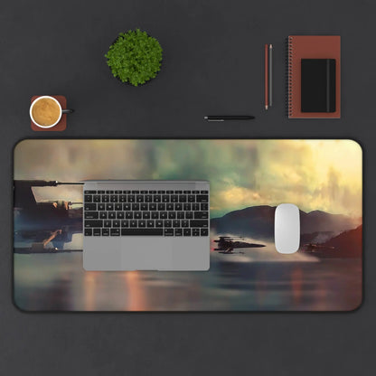 Sci-Fi Starfighter Desk Mat gaming setup