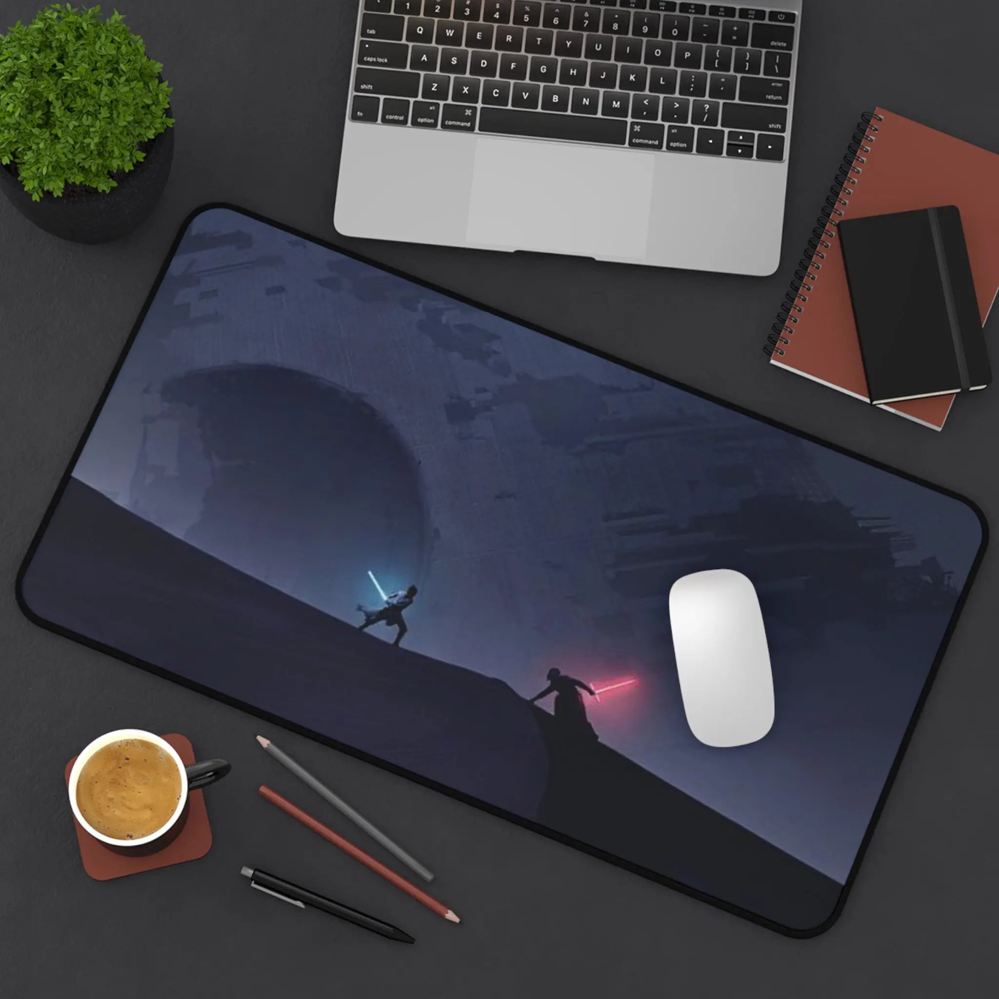 Galactic Duel Desk Mat Lightsaber Battle Gaming Mouse Pad Printify