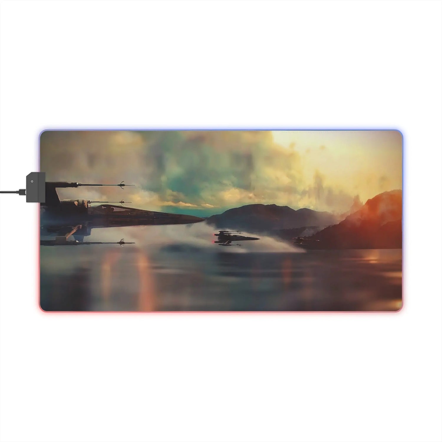LED Gaming Mouse Pad Sci-Fi Starfighter | RGB Desk Mat