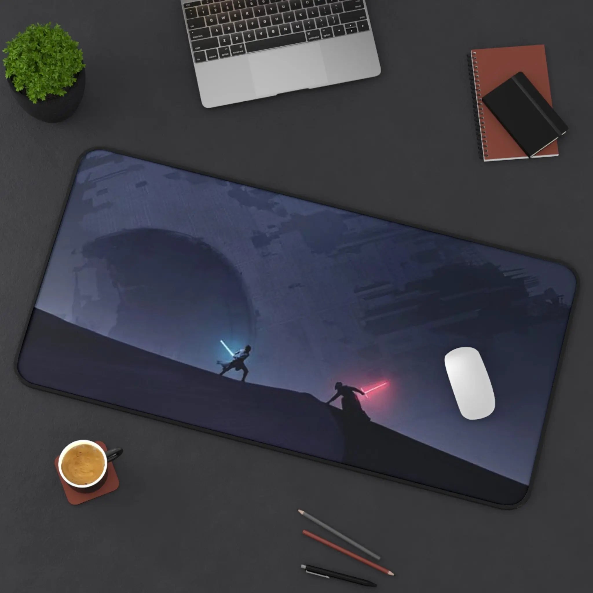 Galactic Duel Desk Mat Lightsaber Battle Gaming Mouse Pad Printify