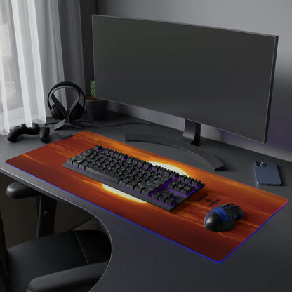 LED Gaming Mouse Pad Sunset Space Battle Printify