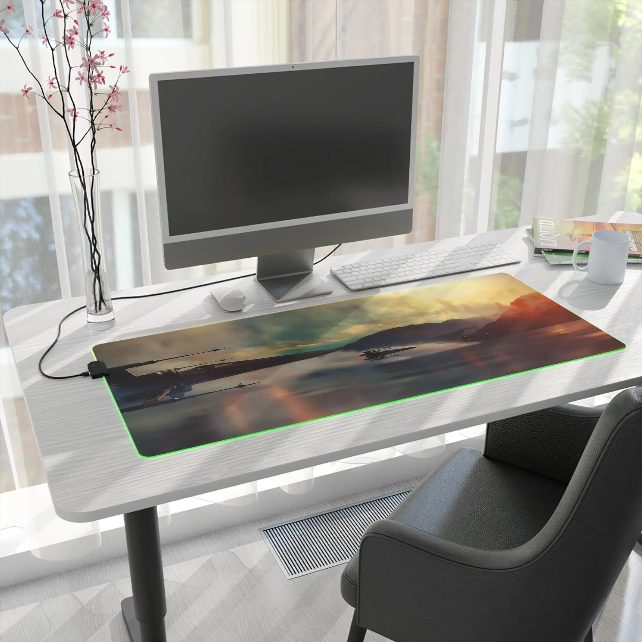LED Gaming Mouse Pad Sci-Fi Starfighter | RGB Desk Mat