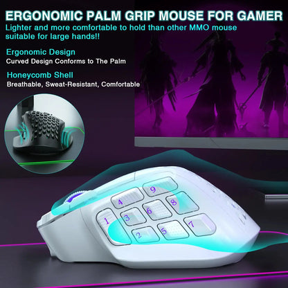 SOLAKAKA SM809 Pro Wireless MMO Gaming Mouse PAW3311 16 Side Buttons 24000 DPI RGB Honeycomb Programmable Macro Wireless mouse Star wars mouse pads