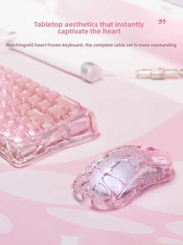 GravaStar M2 Gaming Mouse Classic Version Jelly Pink Mice Hollowed Out Tri Mode Wireless Bluetooth Lightweight E-sport Mouse Star wars mouse pads
