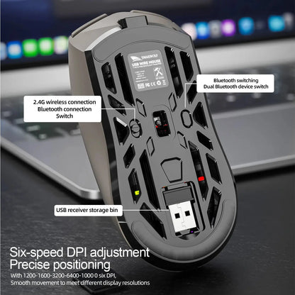 SmailWolf RS8 Bluetooth wireless 2.4g gaming mouse triple-mode lightweight e-sports gaming 1K return rate 10000DPI computer Star wars mouse pads
