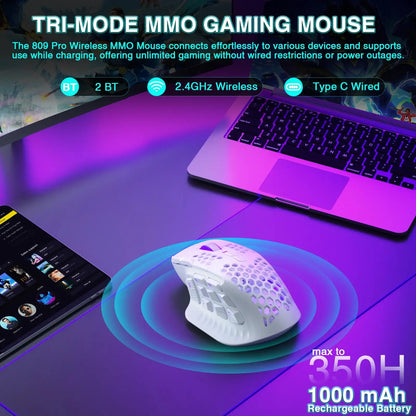 SOLAKAKA SM809 Pro Wireless MMO Gaming Mouse PAW3311 16 Side Buttons 24000 DPI RGB Honeycomb Programmable Macro Wireless mouse Star wars mouse pads