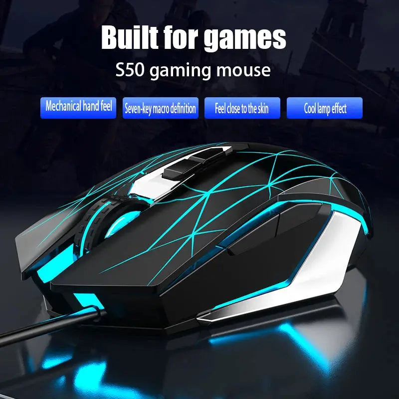 S50 New Gaming Mouse, Wired Mechanical Game, Macro Programming, Notebook, Desktop Computer, Office Star wars mouse pads