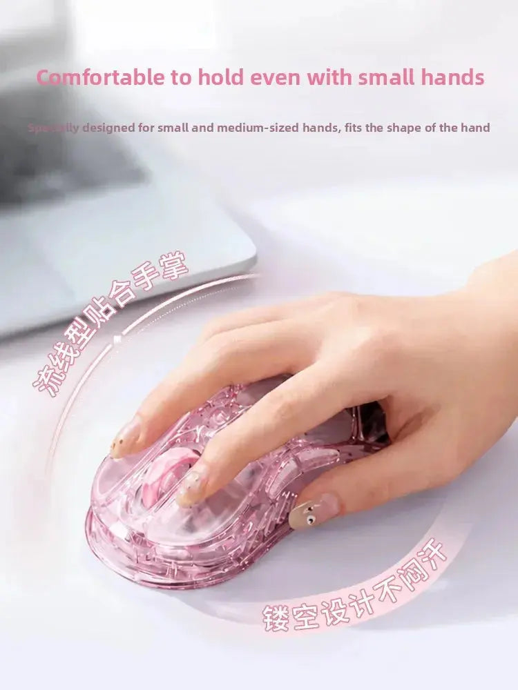 GravaStar M2 Gaming Mouse Classic Version Jelly Pink Mice Hollowed Out Tri Mode Wireless Bluetooth Lightweight E-sport Mouse Star wars mouse pads