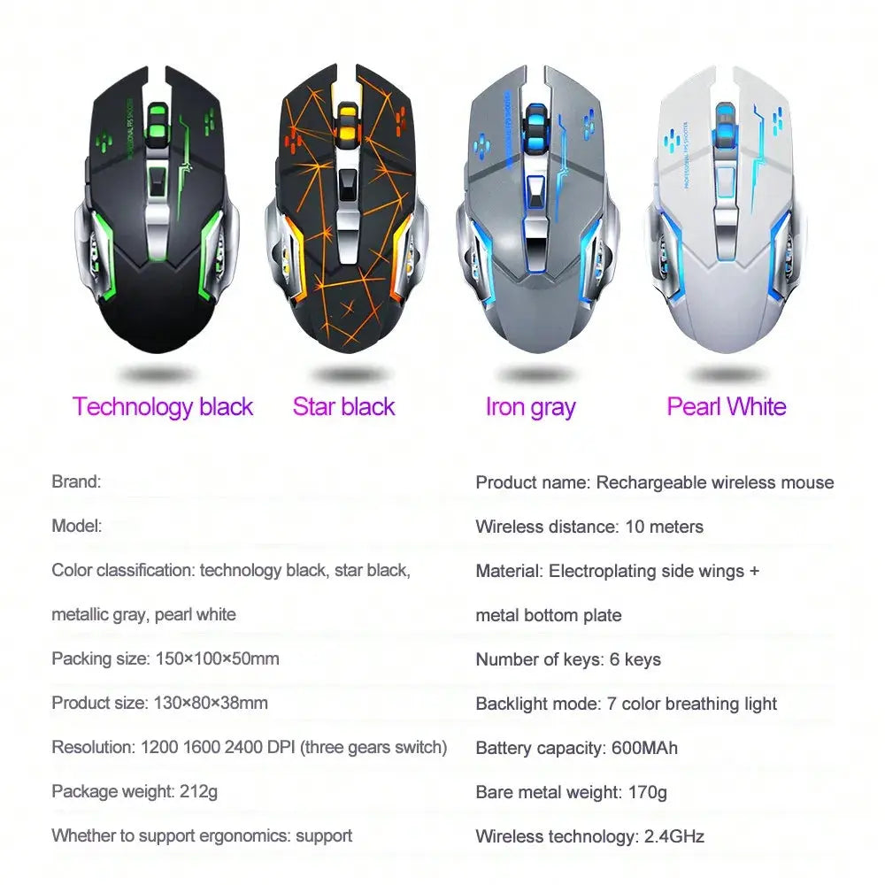 Wireless Charging Gaming Mouse - Rechargeable, Ergonomic, and Silent Design for Office and Home Use Star wars mouse pads