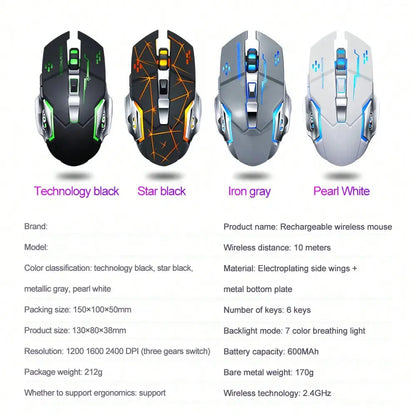 Wireless Charging Gaming Mouse - Rechargeable, Ergonomic, and Silent Design for Office and Home Use Star wars mouse pads